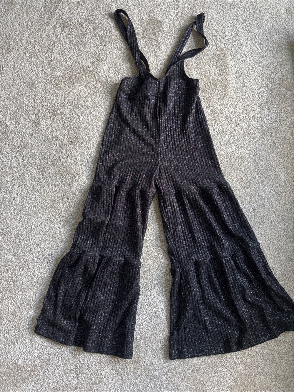 art class Black Sparkle Tiered Wide-Leg Kids One-Piece